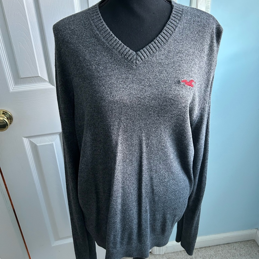 Hollister Charcoal V-Neck Sweater